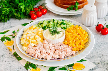 Chicken breast salad corn cucumber egg