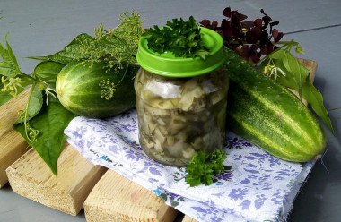 Delicate cucumber salad for winter