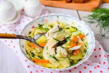 Chicken soup with noodles and egg