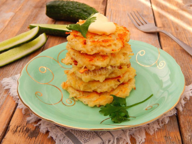 Potato pancakes in a frying pan