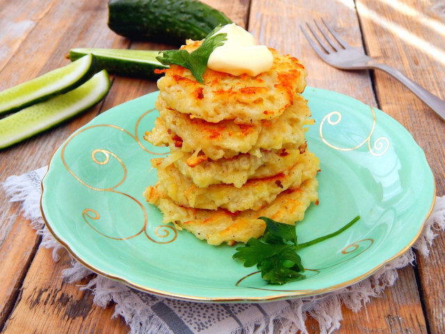 Potato pancakes in a frying pan