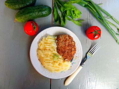 Minced pork beef patties juicy in a frying pan