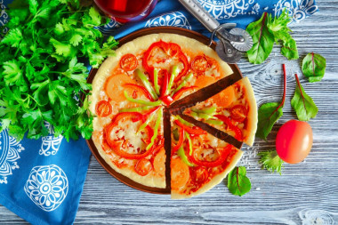 Pizza in a frying pan without sour cream and kefir in 10 minutes