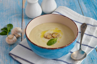 Mushroom puree soup with potatoes in a blender