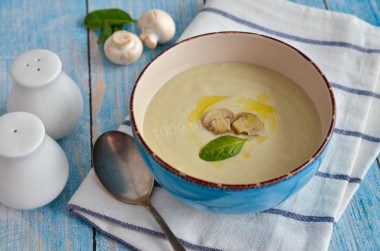 Mushroom puree soup with potatoes in a blender