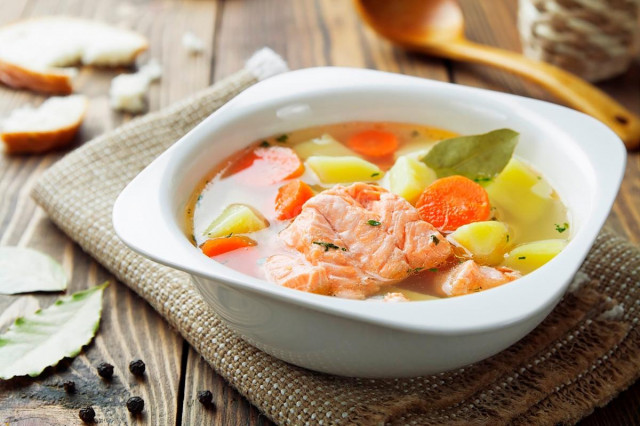 Frozen pink salmon soup