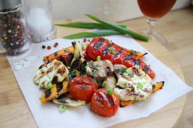 Vegetables on a homemade electric grill