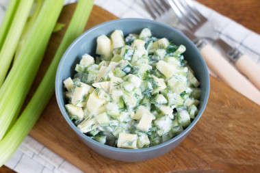 Salad with cucumber, apple and celery