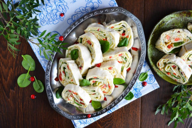 Pita bread roll with melted cheese