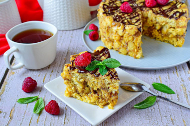 A cake made of corn sticks with condensed milk in a hurry