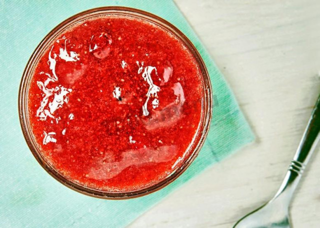 Strawberries mashed with sugar for winter