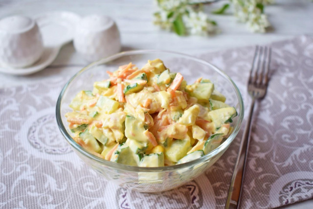 Salad chicken Korean carrot fresh cucumber