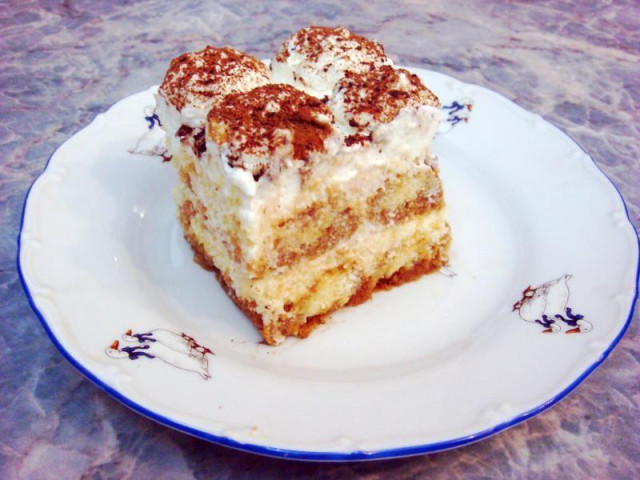 Homemade classic tiramisu with mascarpone