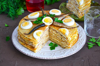 Unsweetened pancake cake