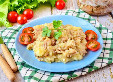 Mashed potatoes with stew