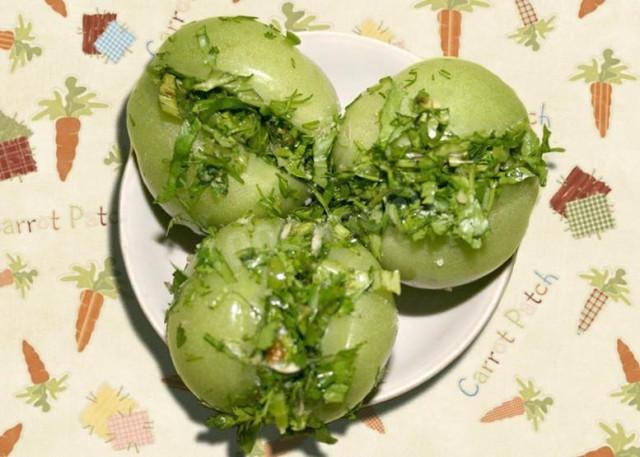 Salted green stuffed tomatoes