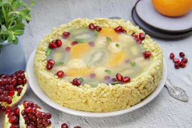 Jelly cake with fruit without baking