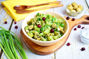 Classic rustic salad with mushrooms