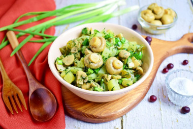 Classic rustic salad with mushrooms