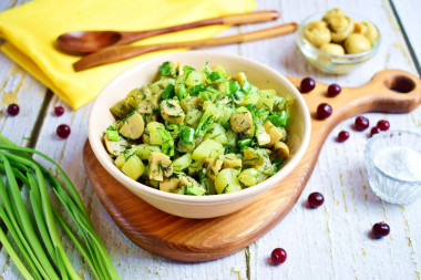 Classic rustic salad with mushrooms