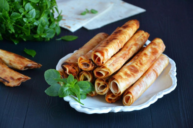 Fried pita bread rolls with cheese