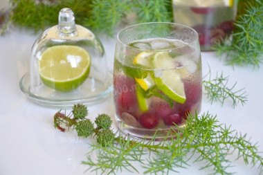 Non-alcoholic mojito with raspberries