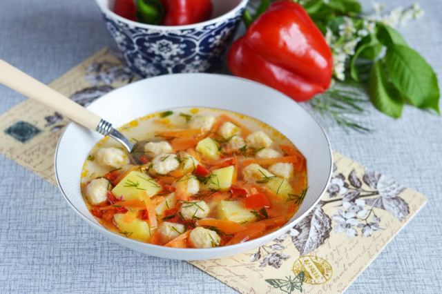 Soup with cheese dumplings