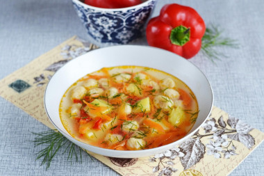 Soup with cheese dumplings