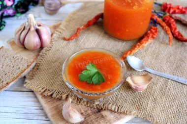 Hot pepper with tomatoes and garlic for winter