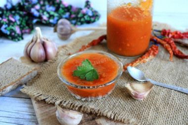 Hot pepper with tomatoes and garlic for winter