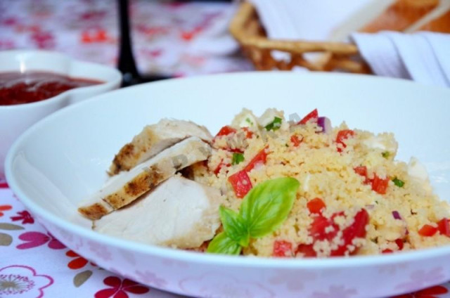 Mozzarella couscous salad and cherry tomato