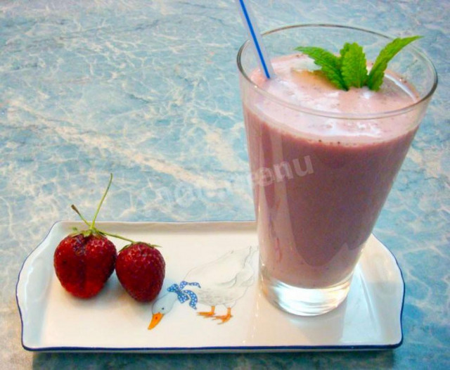 Strawberry milkshake made of strawberries and ice cream