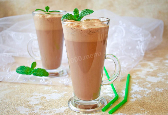 Chocolate milkshake in a blender