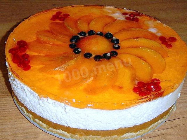 Fruit cake without baking with gelatin and yogurt