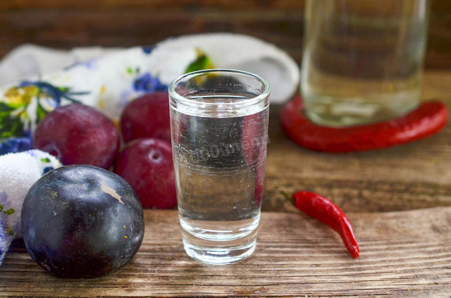 Homemade plum moonshine