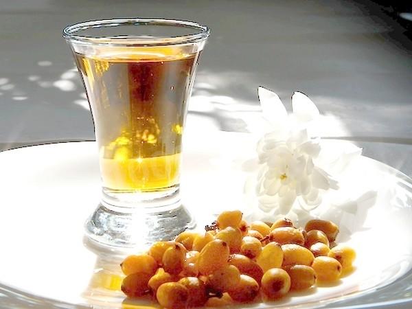 Homemade sea buckthorn wine from sea buckthorn