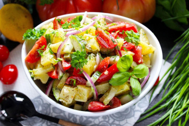 Salad potatoes tomatoes cucumbers