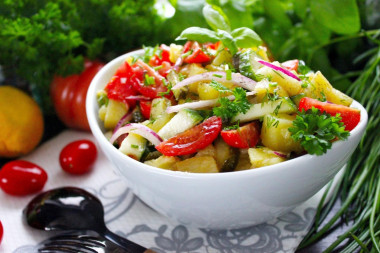 Salad potatoes tomatoes cucumbers