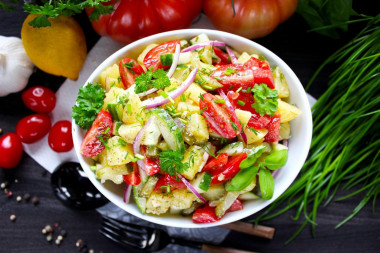 Salad potatoes tomatoes cucumbers