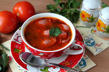 Soup with hunting sausages