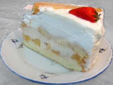 Apple sponge cake with cream and sour cream