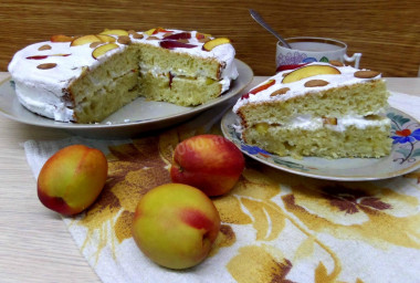 Peach sponge cake with buttercream