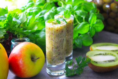 Celery and apple smoothie in a blender