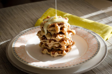 Apple waffles in a waffle iron