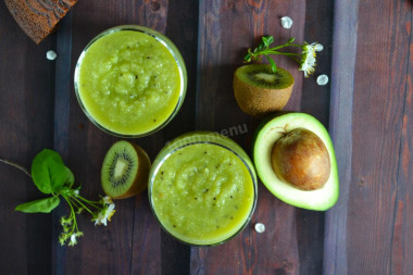 Avocado Smoothie, kiwi and celery in apple juice