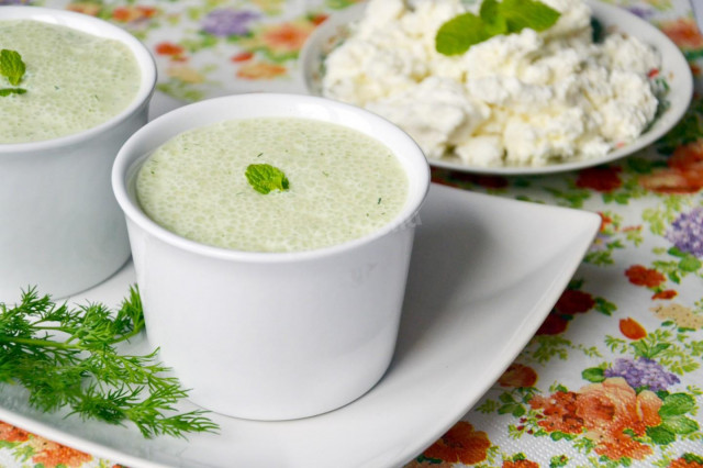 Diet cocktail with cucumbers and herbs