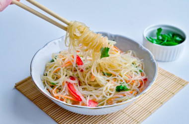 Funchosa salad with vegetables in Korean