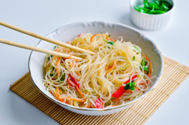 Funchosa salad with vegetables in Korean