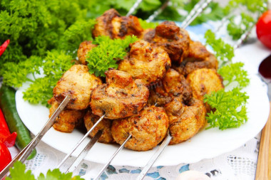 Fried mushrooms on a campfire