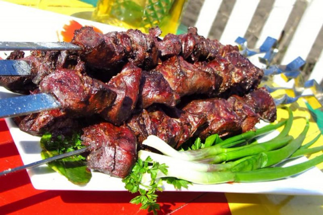 Pork kebab hearts